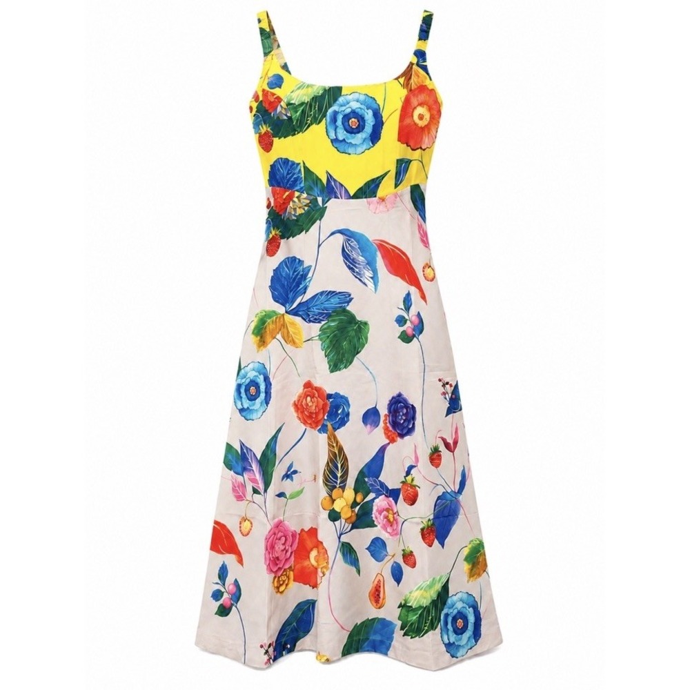 NWT Tuckernuck Vivid Jardin Dominique Floral Fit & Flare Midi Dress Size M